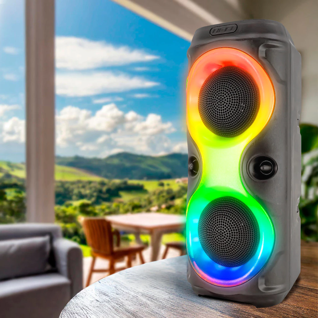 Caixa de som Bluetooth Com Led RGB Portátil FM USB TWS 50W