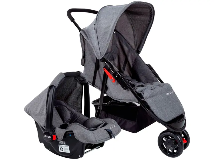 Carrinho de Bebê com Bebê Conforto Cosco Toffy - 3 Rodas até 15kg