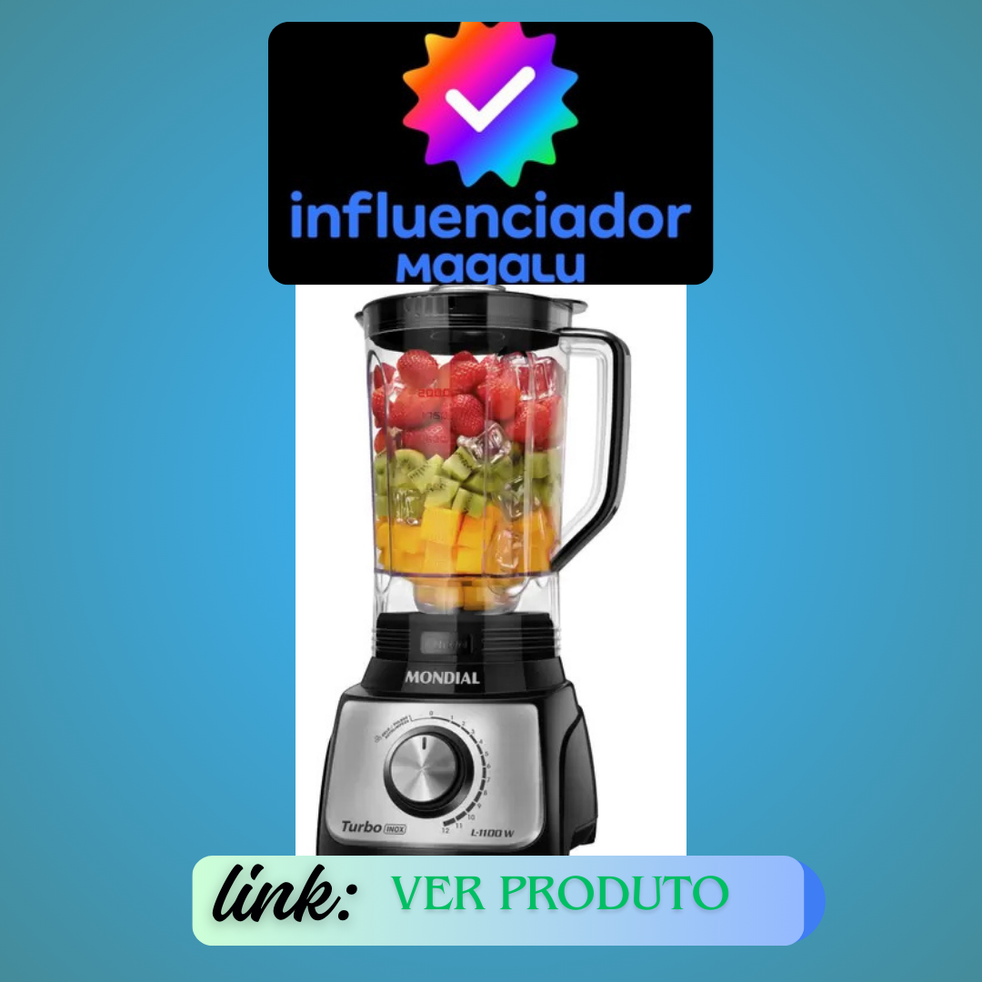 Liquidificador Mondial Turbo Inox L-1100 BI - Preto com Filtro 12 Velocidades 1100W